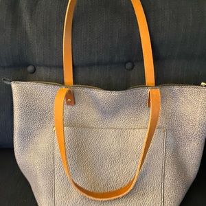 Portland Leather Goods Large Fog Gray Tote with Tandles And Zipper